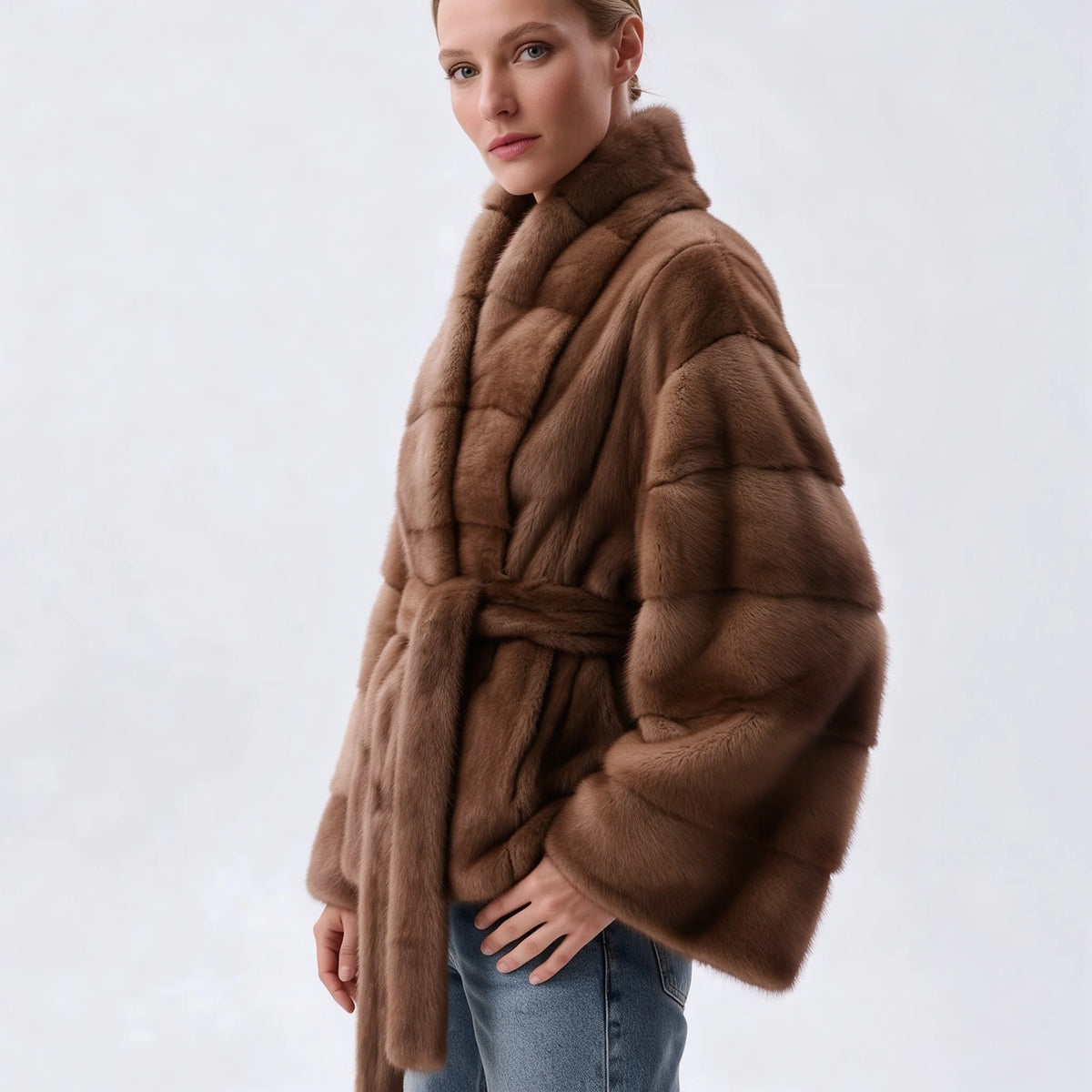 Women's Belted Faux Fur Jacket