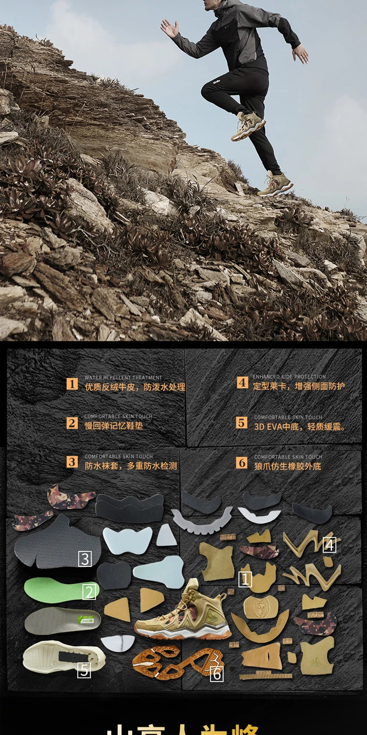 RAX Waterproof Hiking Shoes Men Winter Outdoor Sneakers for Men Snow Boots Plush Mountain Snowboots Outdoor Tourism Jogging Shoe