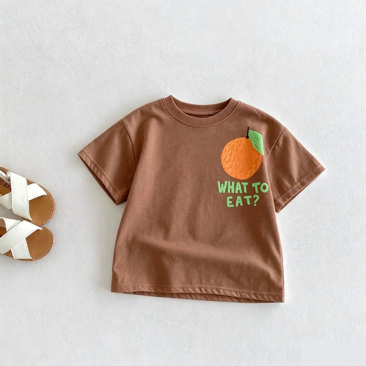 Solid Color Printed T-shirt For Kids Clothing Summer Short-sleeved Tops Fashion Simple Comfort Baby Girl And Boy Tshirts 1-7 Age