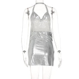 Elegant Sequin Halter Mini Dress