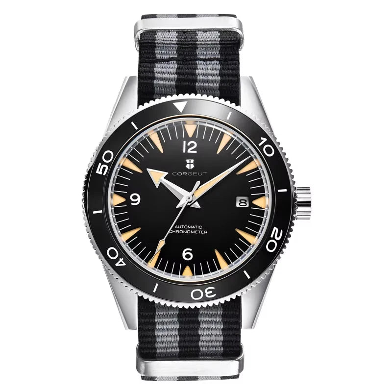 41MM Sapphire Glass 100m Waterproof Japan  Automatic Luminous Mens Watch Nylon Strap