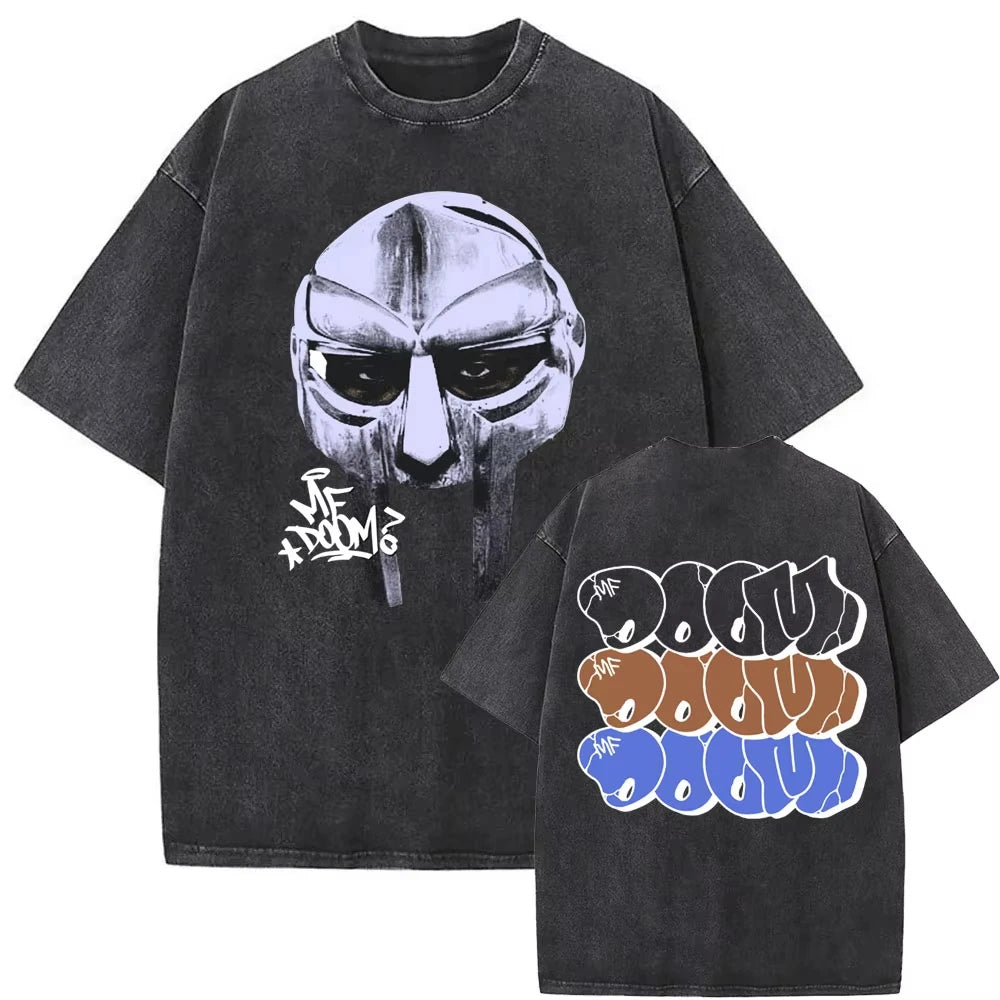 2025 Washed Vintage Rapper Mf Doom MM FOOD Graphic Print Tshirt Men Women Hip Hop Fashion T-shirts Male Casual