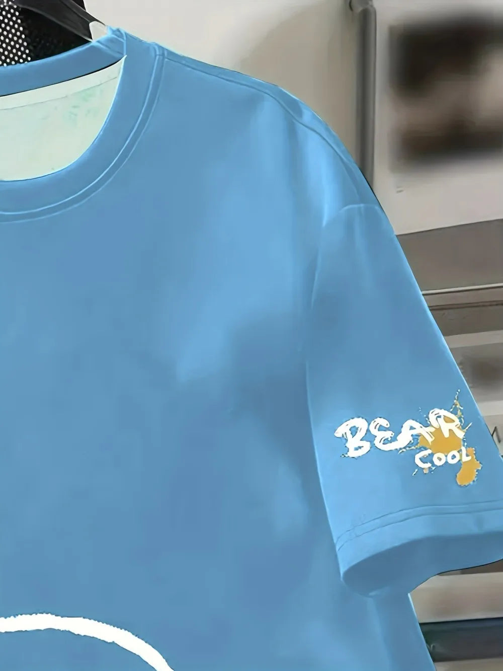 Men's Cartoon Bear Print Breathable T-Shirt