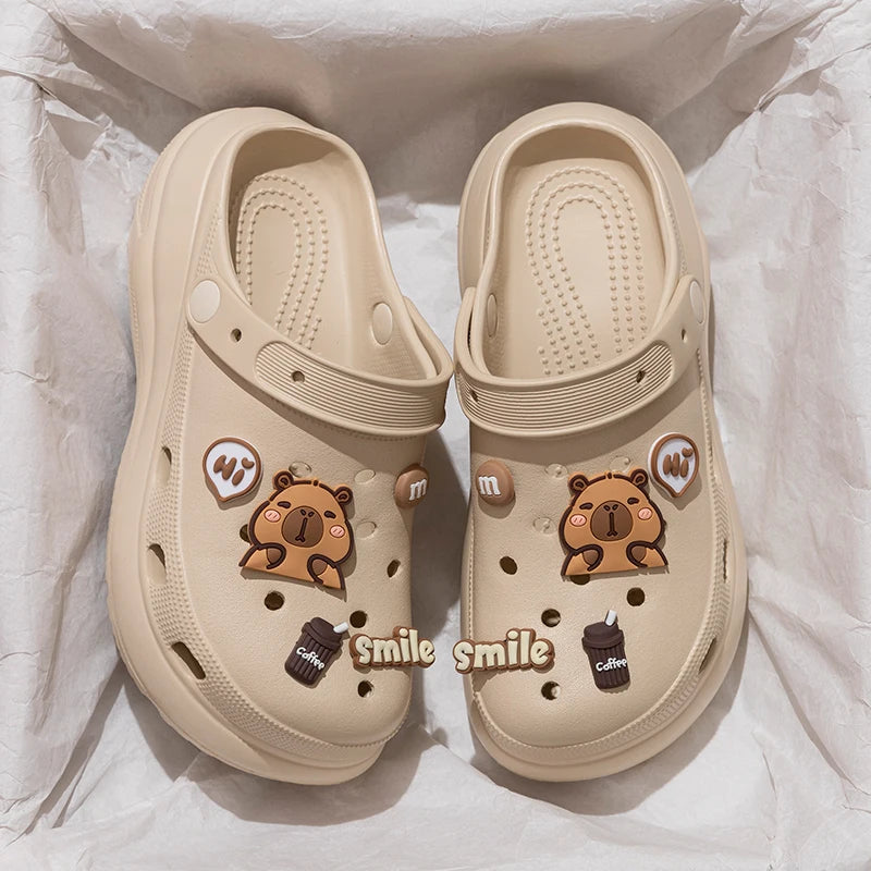 Summer Cartoon EVA Clogs for Women Thick Sole Non Slip Garden Beach Sandals Woman Fashion DIY Chunky Platform Sandalias De Mujer