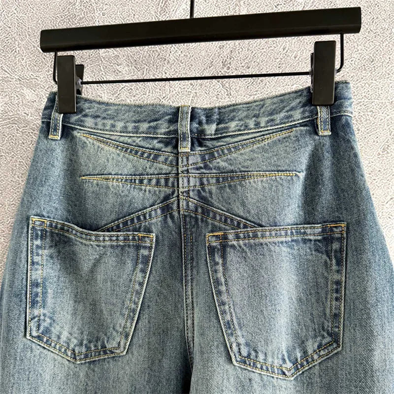 High-Waist Cotton Straight Jeans — Women's Slim Fit