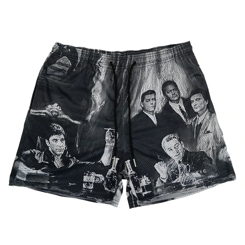 Rose Embroidered Hip Hop Shorts