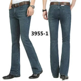 Male Bell Bottom Denim Trousers Slim Black Boot Cut Jeans Men's Clothing Casual Business Flares Pants