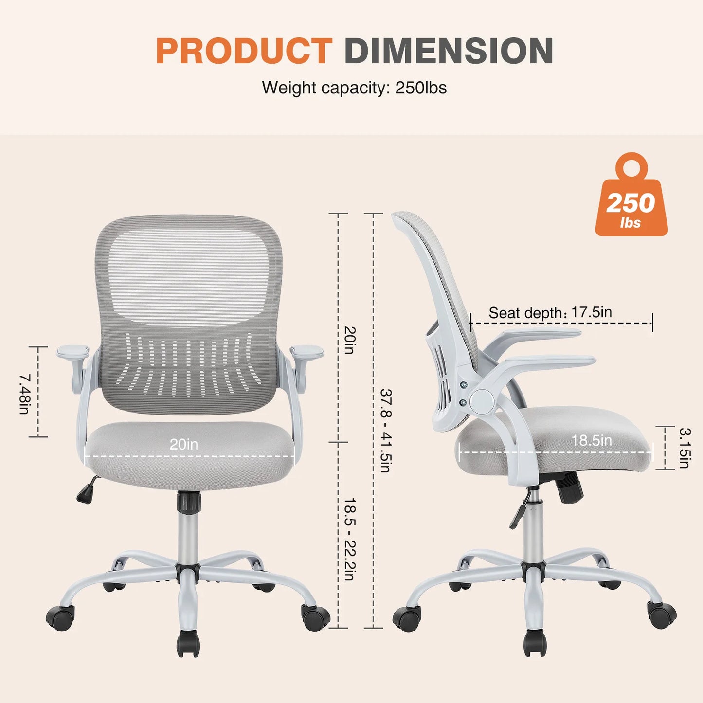 JHK Ergonomic Mesh Backrest Office Chair | Adjustable