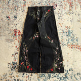 Y2K Floral Embroidery Baggy Jeans