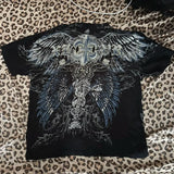 Y2K Gothic Skull Oversized Graphic Tee