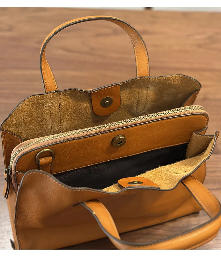 2026 spring new portable top layer cowhide women's casual Tote bag small leather single shoulder crossbody bag