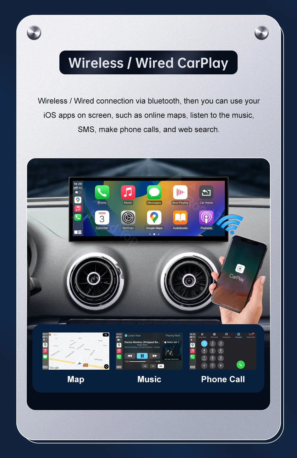 Road Top 12.3" Touchscreen Display for Audi A3 2014–2019 LHD