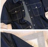 Women's Retro Cropped Short Sleeve Denim Jacket