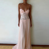 Elegant Lace Patchwork Sleeveless Maxi Dress