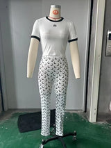 STYLISH LADY Moon Printed Sports 2 Piece Set Women Sleeveless Crop Top and Skinny Pant Suits 2025 Summer Street Fitness Outfits