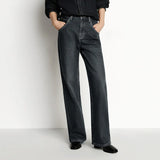 Women's High-Waist Fleece-Lined Wide-Leg Jeans