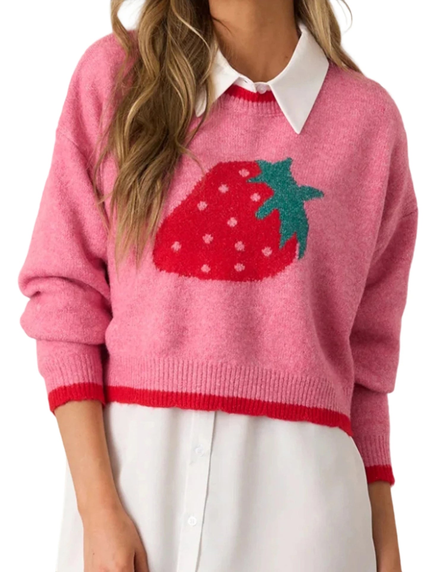 Cherry Patterned Oversized Pullover