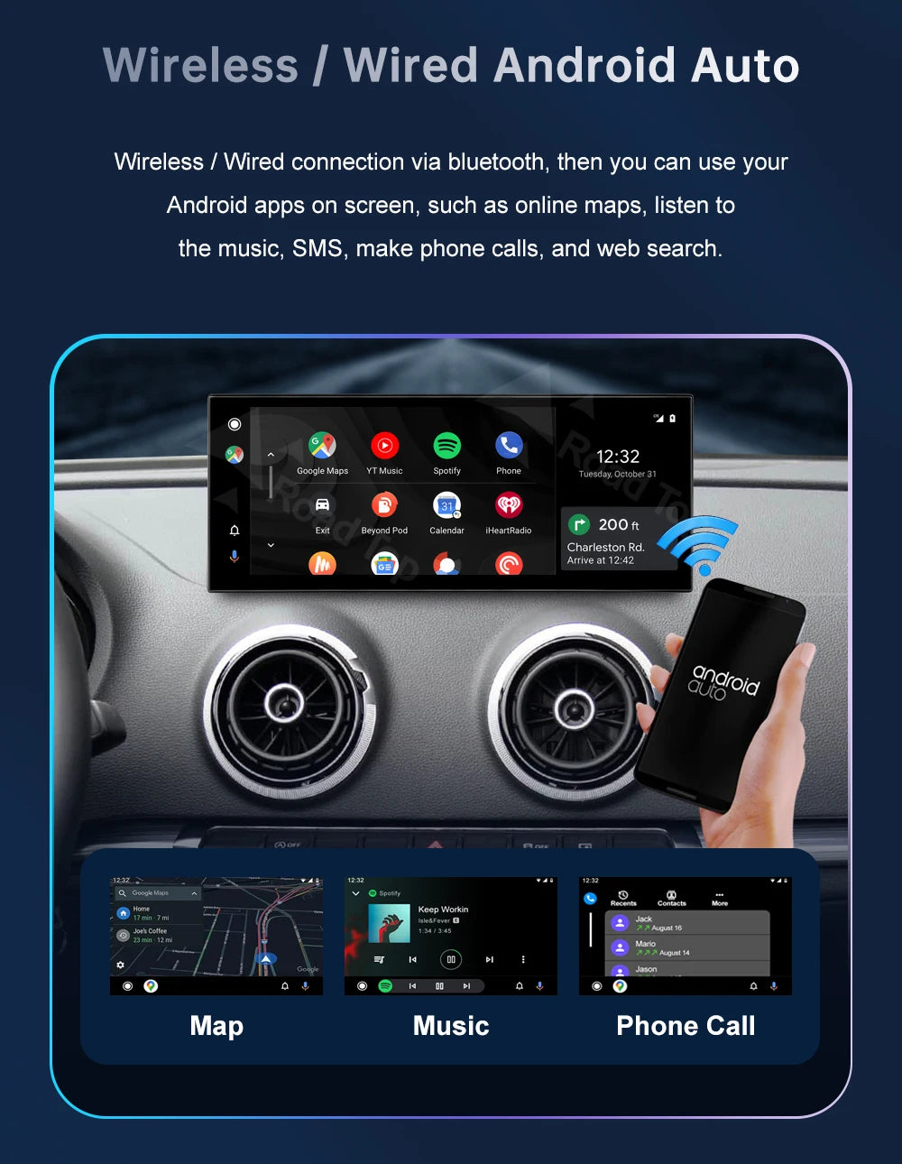 Road Top 12.3" Touchscreen Display for Audi A3 2014–2019 LHD