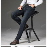Cotton Men's Jeans Denim Pants Brand Classic Clothes Overalls Straight Trousers for Men Black Oversize Large Size 35 40 42 44 46
