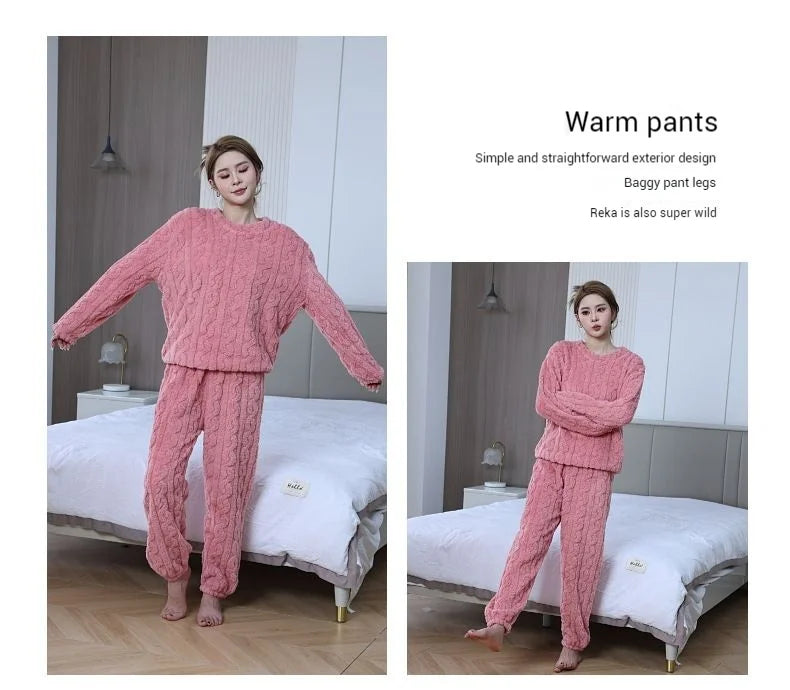 Women's Coral Velvet Winter Pajama Set