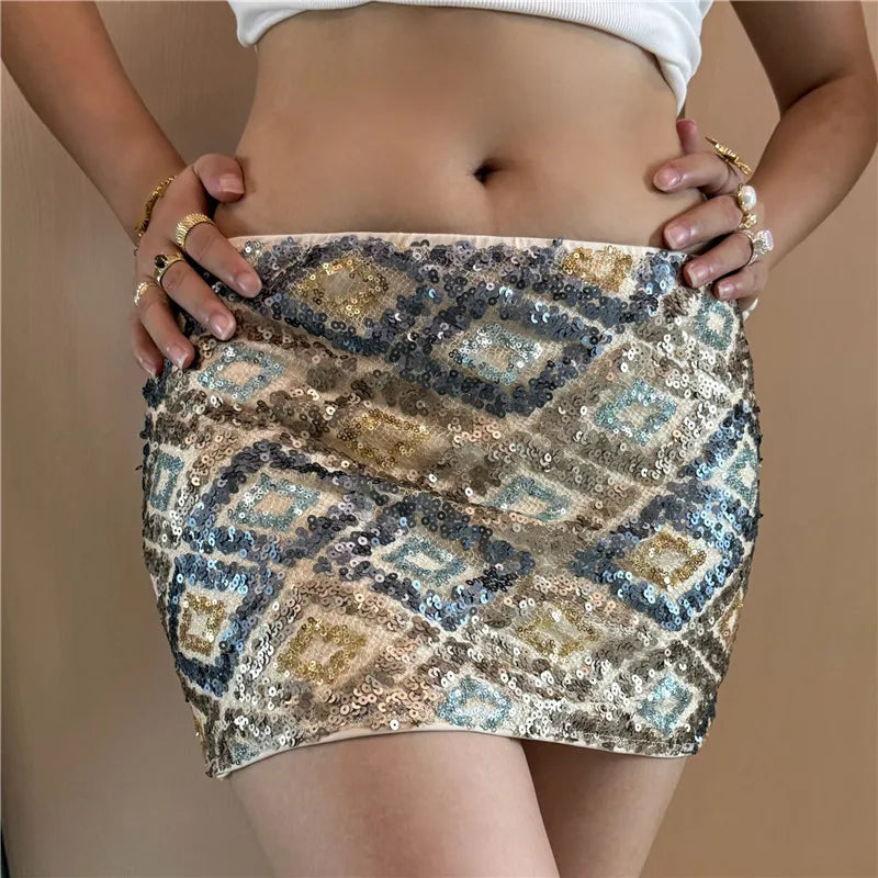 Sparkly Sequin Y2K Mini Skirt