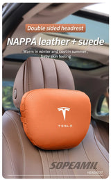 Car Double-Sided Suede Leather Headrest Neck Support Pillow Seat Waist Cushion Tesla Cybertruck Model 3 Model Y Model S Model X