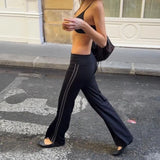 Women's Black Low-Rise Flared Yoga Pants