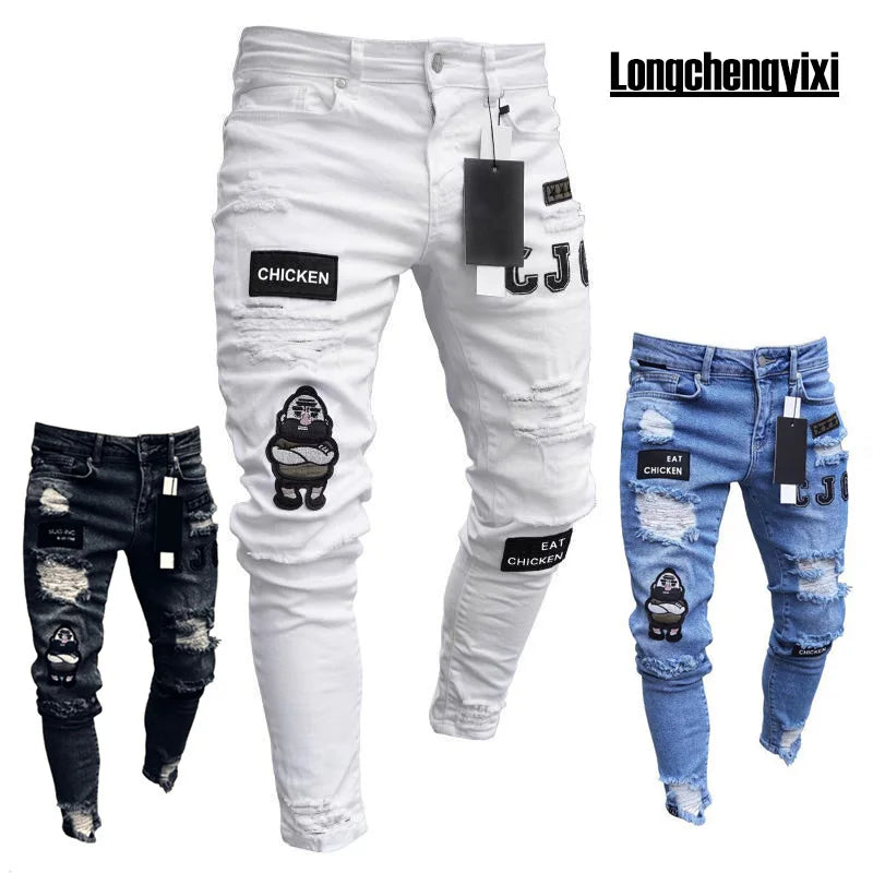 Men’s Ripped Stretch Denim Jeans