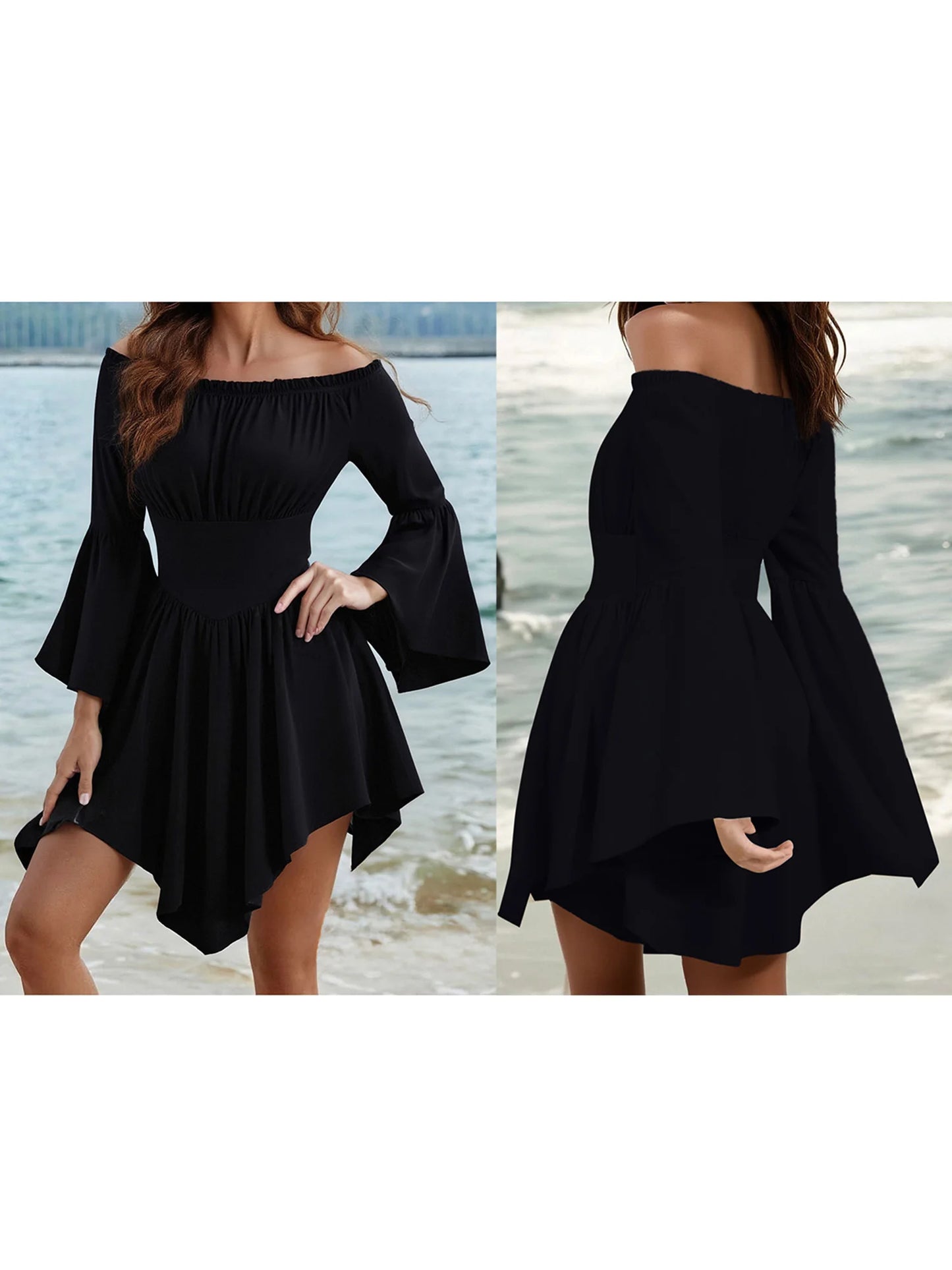 Elegant Off-Shoulder Velvet Midi Dress