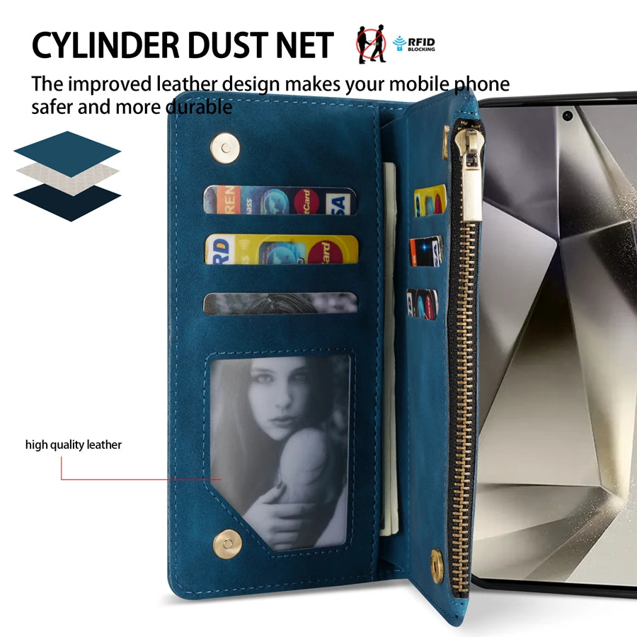 Samsung Galaxy Wallet Case with Strap & Stand