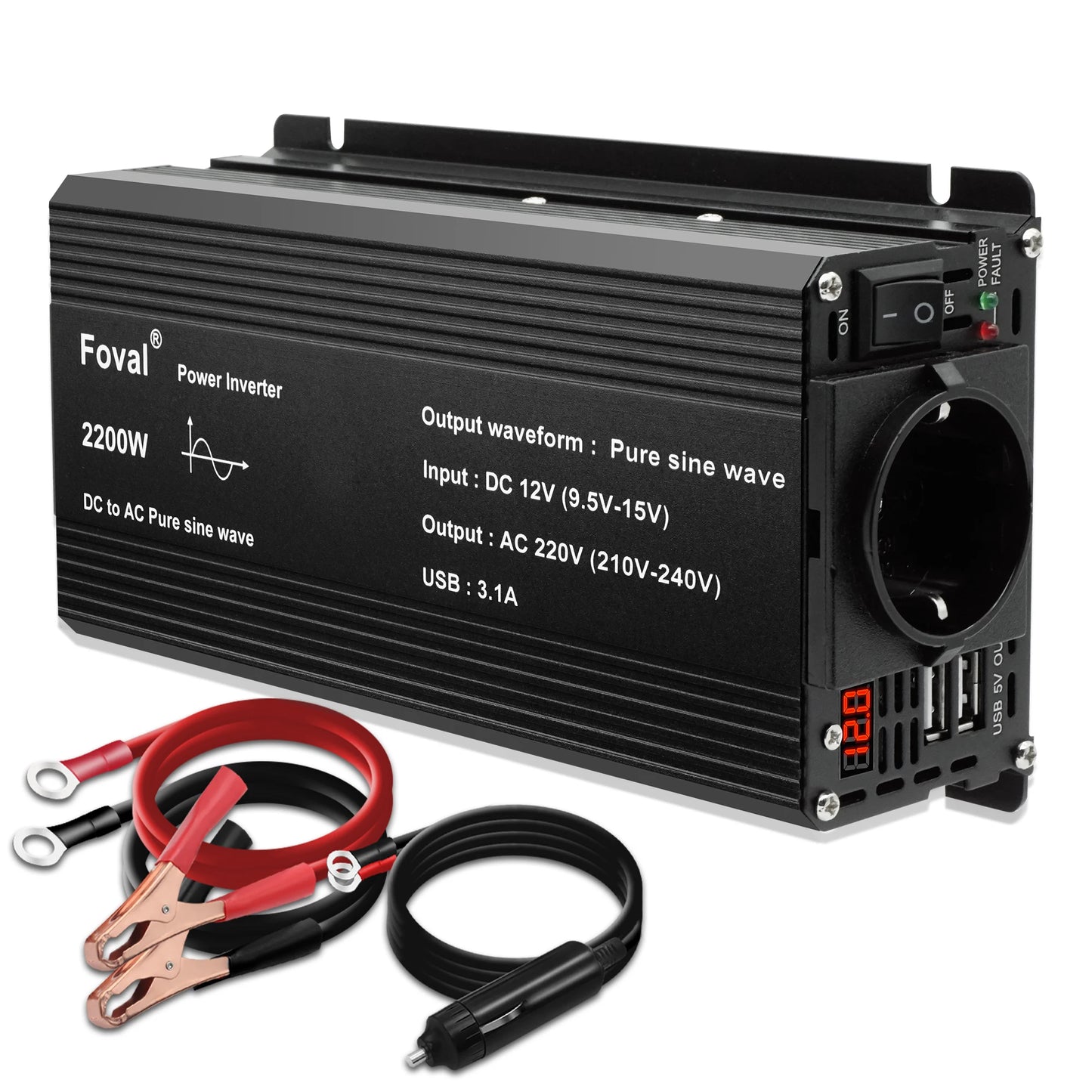 Pure Sine Wave Inverter | DC 12V to AC 220V | 1000W–3000W