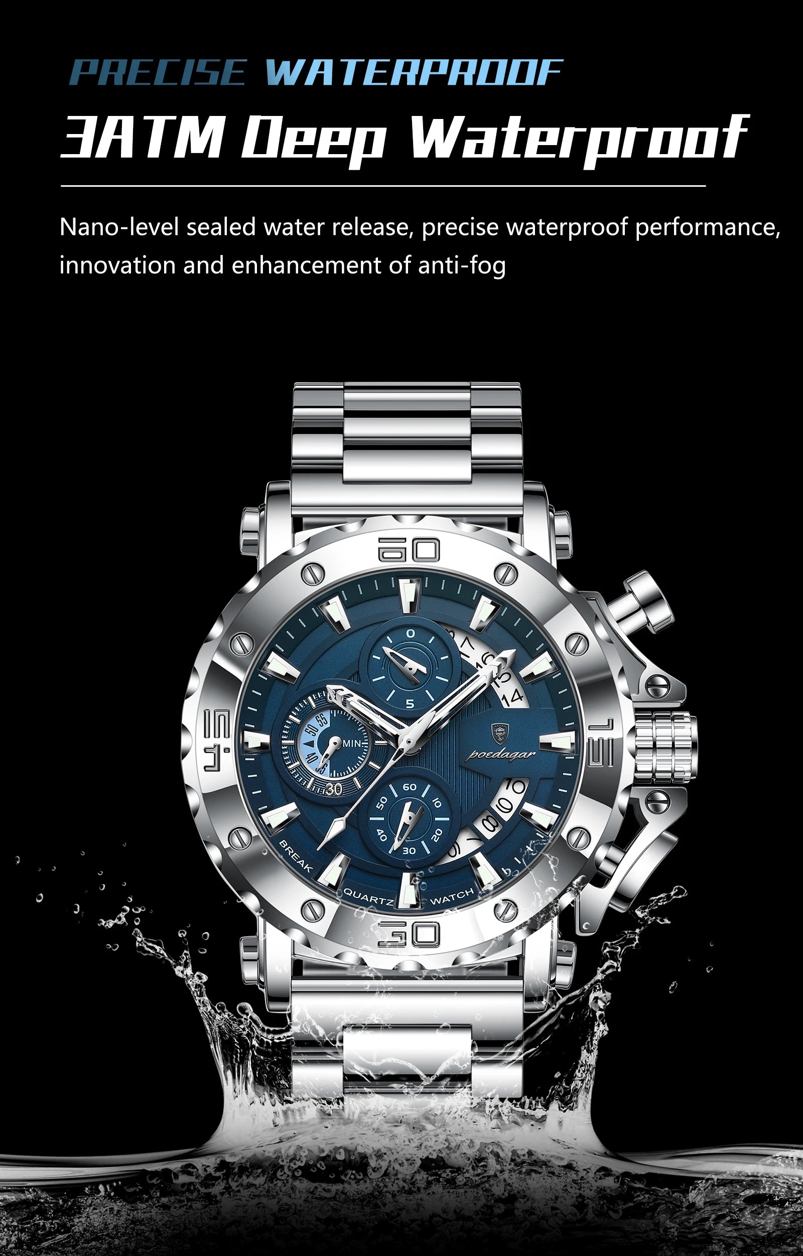 POEDAGAR 892 Luxury Men's Chronograph Watch