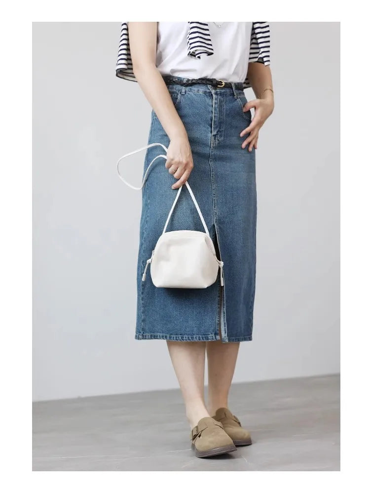 Women's Real Leather Crossbody Bags Luxury Designer Soft Black Shoulder Bag Cowhide Small Size Versatile Fashion Purses