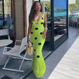 Knitted Tassel Splicing Maxi Dress