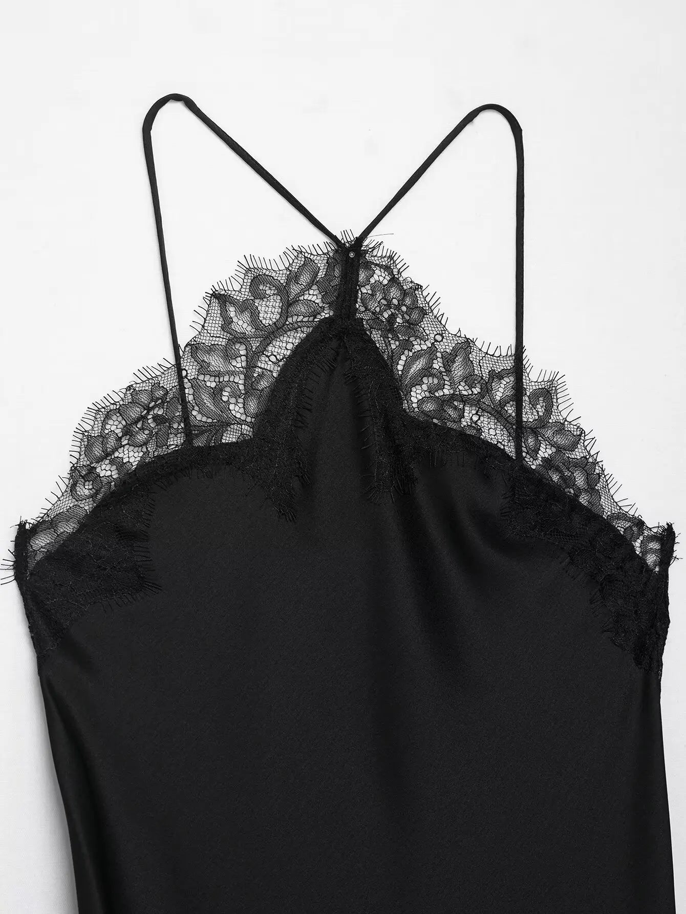 Elegant Lace Spliced Sling Dress: Sleeveless Backless Chic
