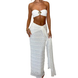 Shell Print Bandeau & Tie-Front Skirt Set