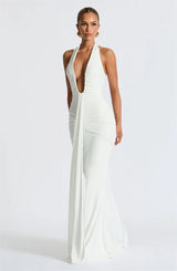 Elegant Deep V-Neck Halter Maxi Dress