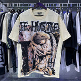 Oversized Rhinestone Cotton Crew Neck T-Shirt