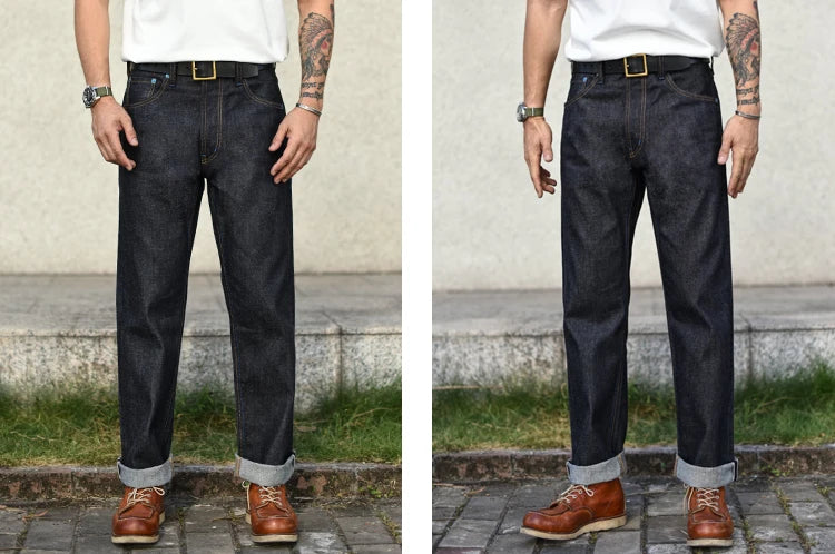 Sauce Zhan SZ6601-10OZ Men Jeans Selvedge Sanforized Denim Jeans Summer Indigo Jeans for Man Regular Fit Straight Leg 10 Oz