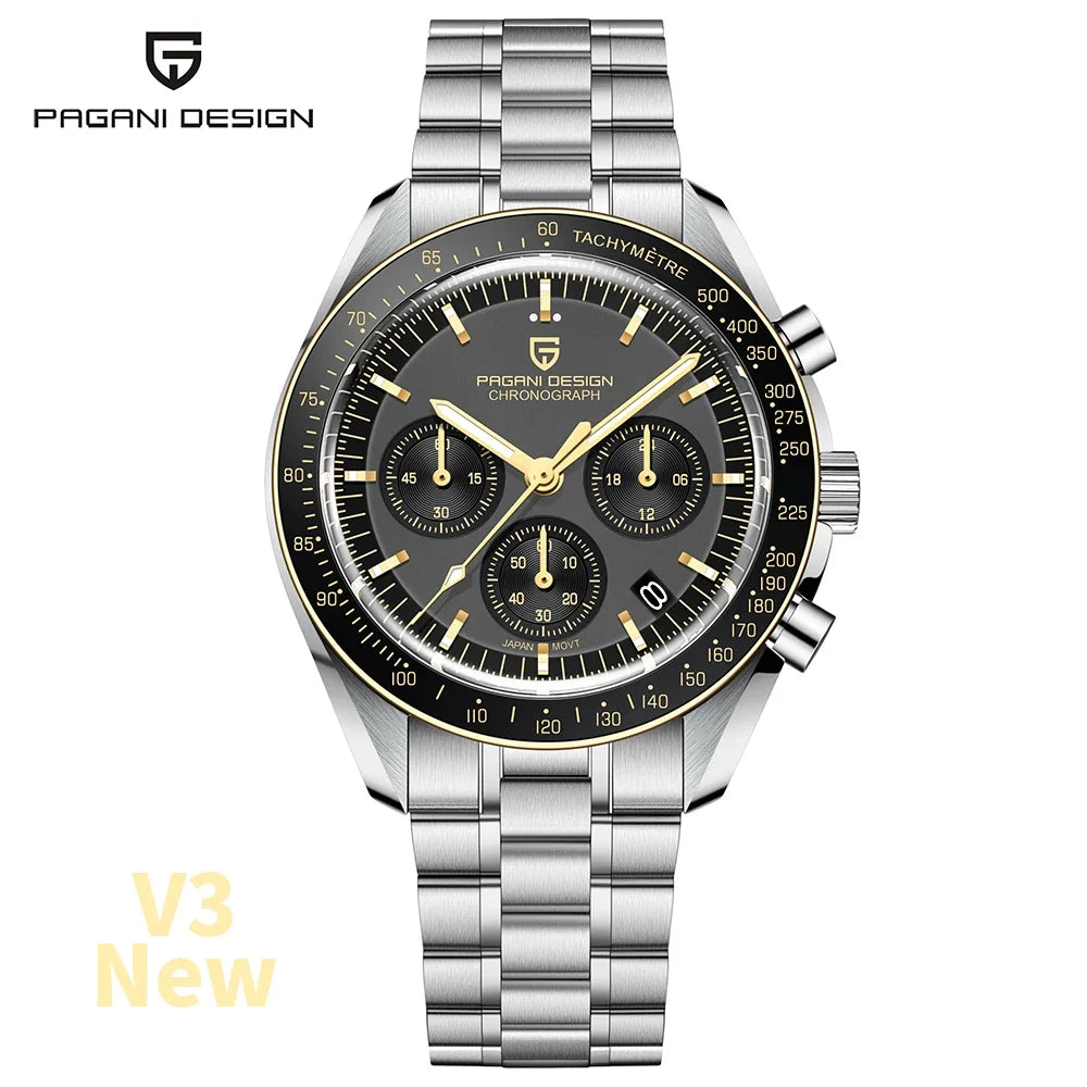 PAGANI DESIGN 2026 New Men's Watches Top Luxury Quartz Watch For Men Auto Date Speed Chronograph AR Sapphire Mirror Wrist watch