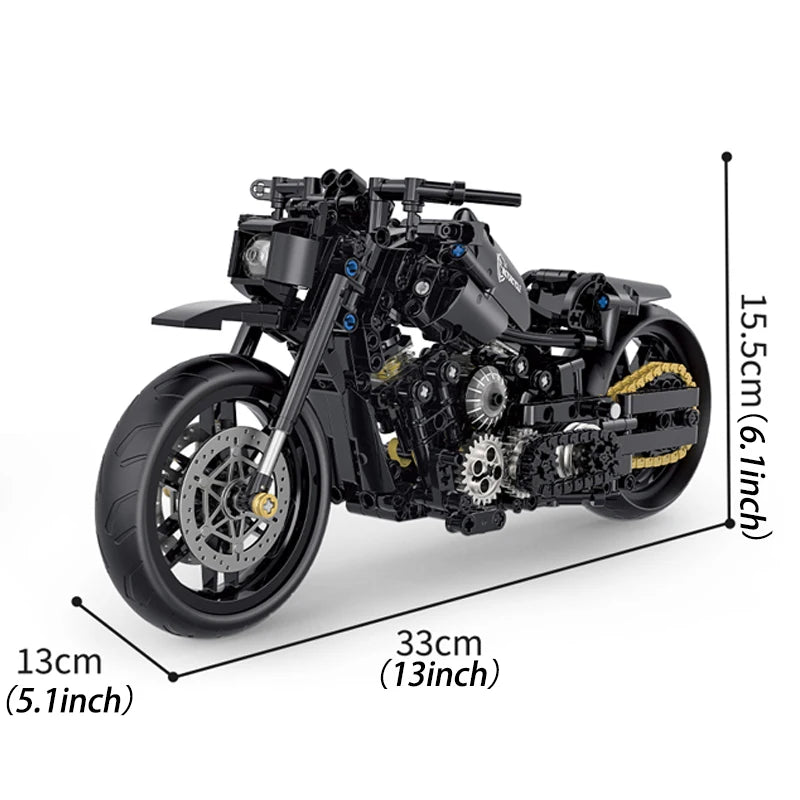 538Pcs Classic Motorbike Building Model Blocks Moto Road Racer Bricks Christmas Gifts Toys for Kid Boys Children Adult Technical
