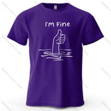 I'm Fine Funny Printed Men's T-Shirt 100% Cotton Oversized Minimalist Cartoon Graphic Tees for Women Tops Tees Streetwear