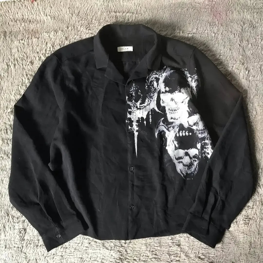 Men’s Y2K Gothic Skull Graphic Shirt