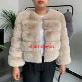 Elegant Winter Faux Fox Fur Crop Jacket