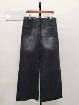 Retro Washed Wide-Leg Denim Trousers