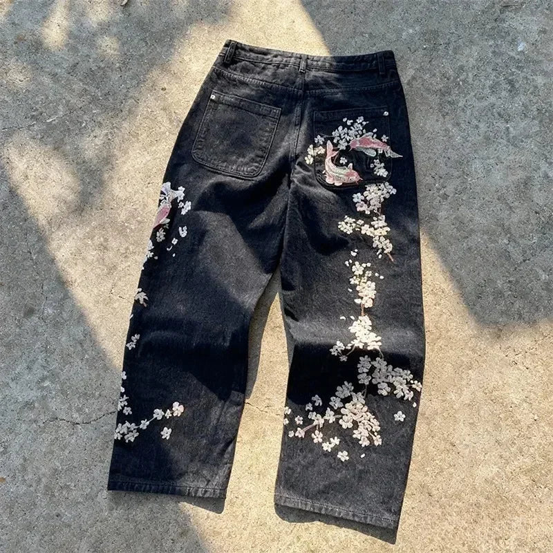 Dragon Embroidery Y2K Baggy Jeans