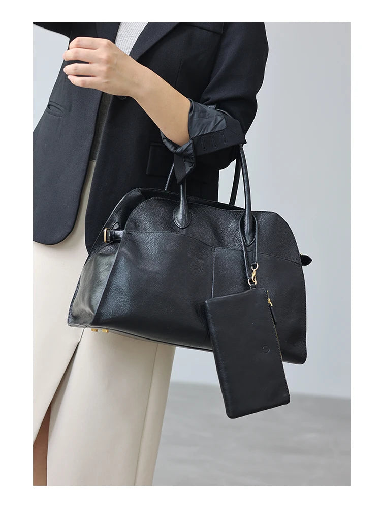 Women's Vegetable-Tanned Cowhide Leather Tote Bag