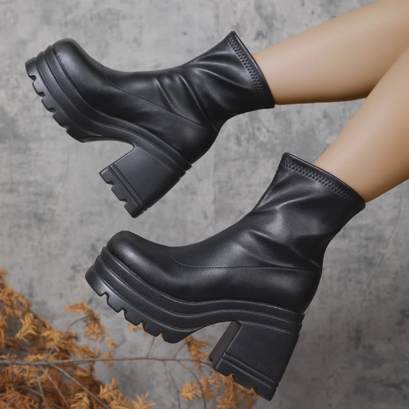 Square Toe Leather Fashion Boots