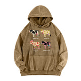 Cute Cartoon Cow Print T-Shirt Pure Cotton Washed Shoulder Round Neck Neutral Style Fashion Trend New High Quality Short Sleeves