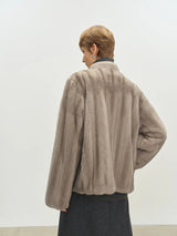 Women's Short Faux Fur Coat with Stand Collar
